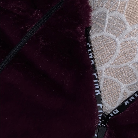 NWOT PINK Maroon Fuzzy Half-Zip Pullover - Picture 2 of 4